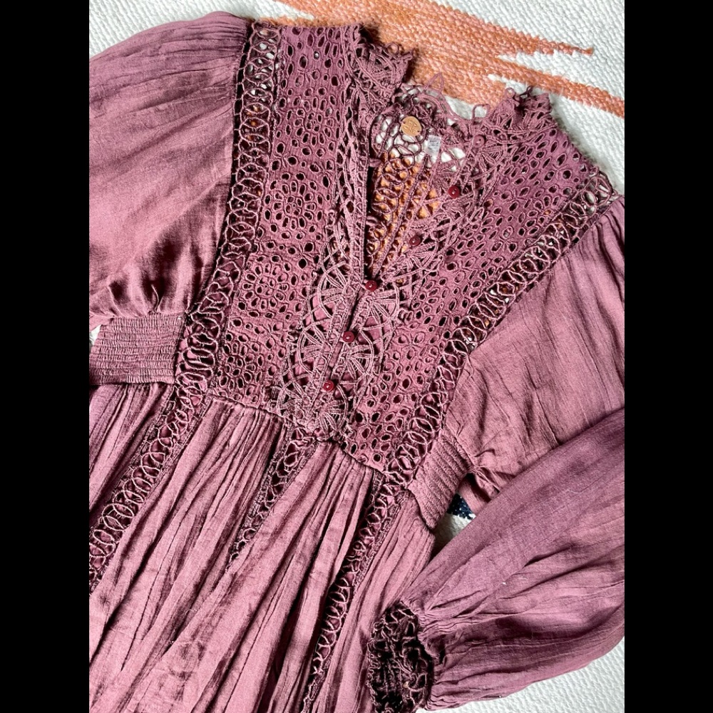 FREE PEOPLE Karma eyelet mini dress in Henna NWOT XS